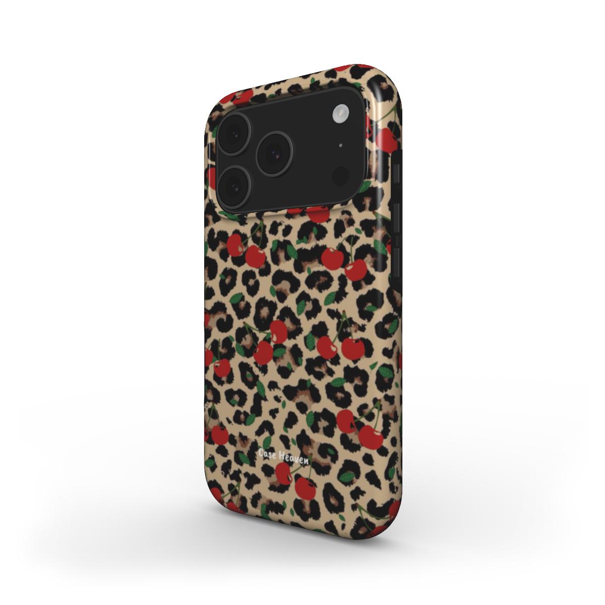 Cherry Cheetah Print | MagSafe Tough Phone Case