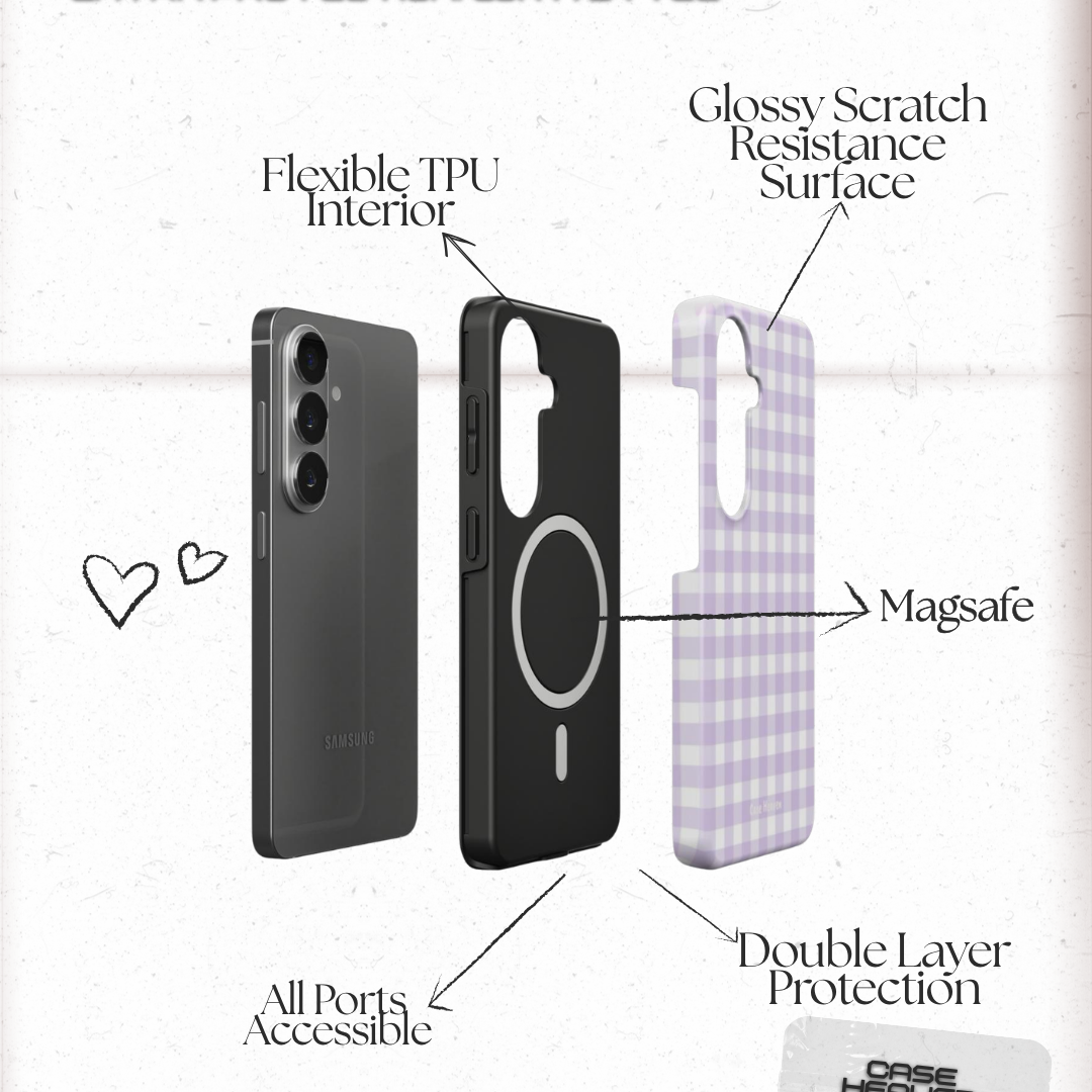 Lilac Gingham | Magnetic Tough Phone Case