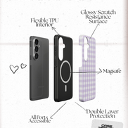 Lilac Gingham | Magnetic Tough Phone Case