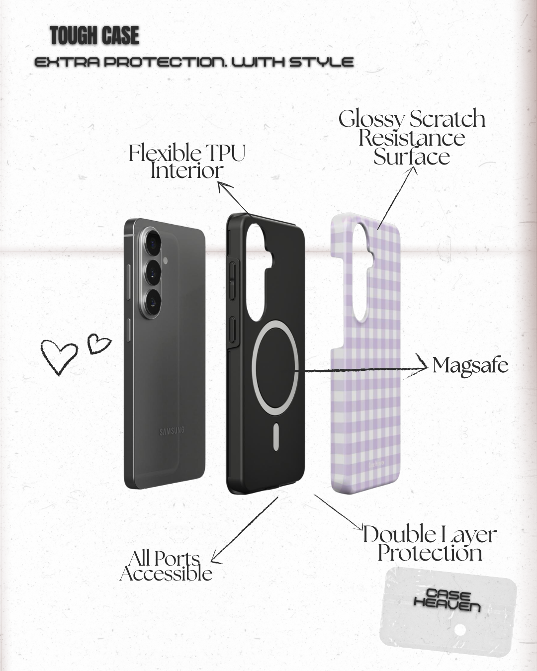 Lilac Gingham | Magnetic Tough Phone Case