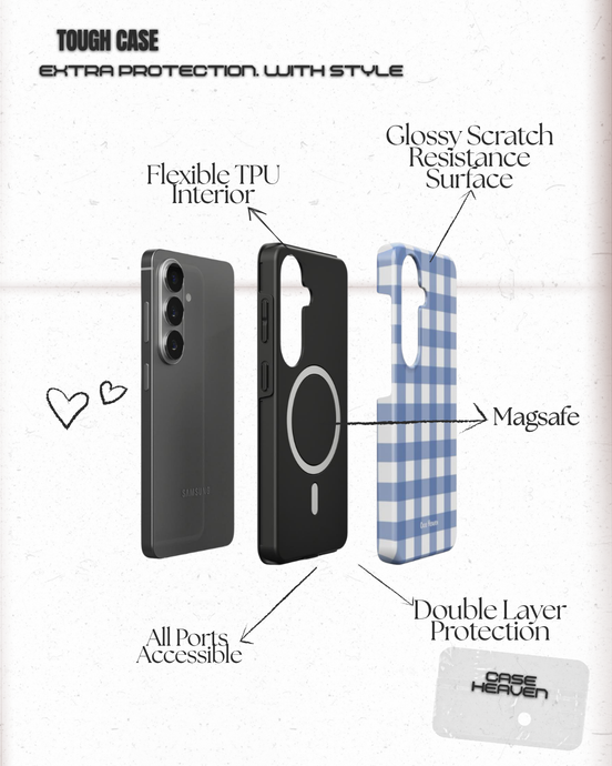 Powder Blue Gingham | Magnetic Tough Phone Case