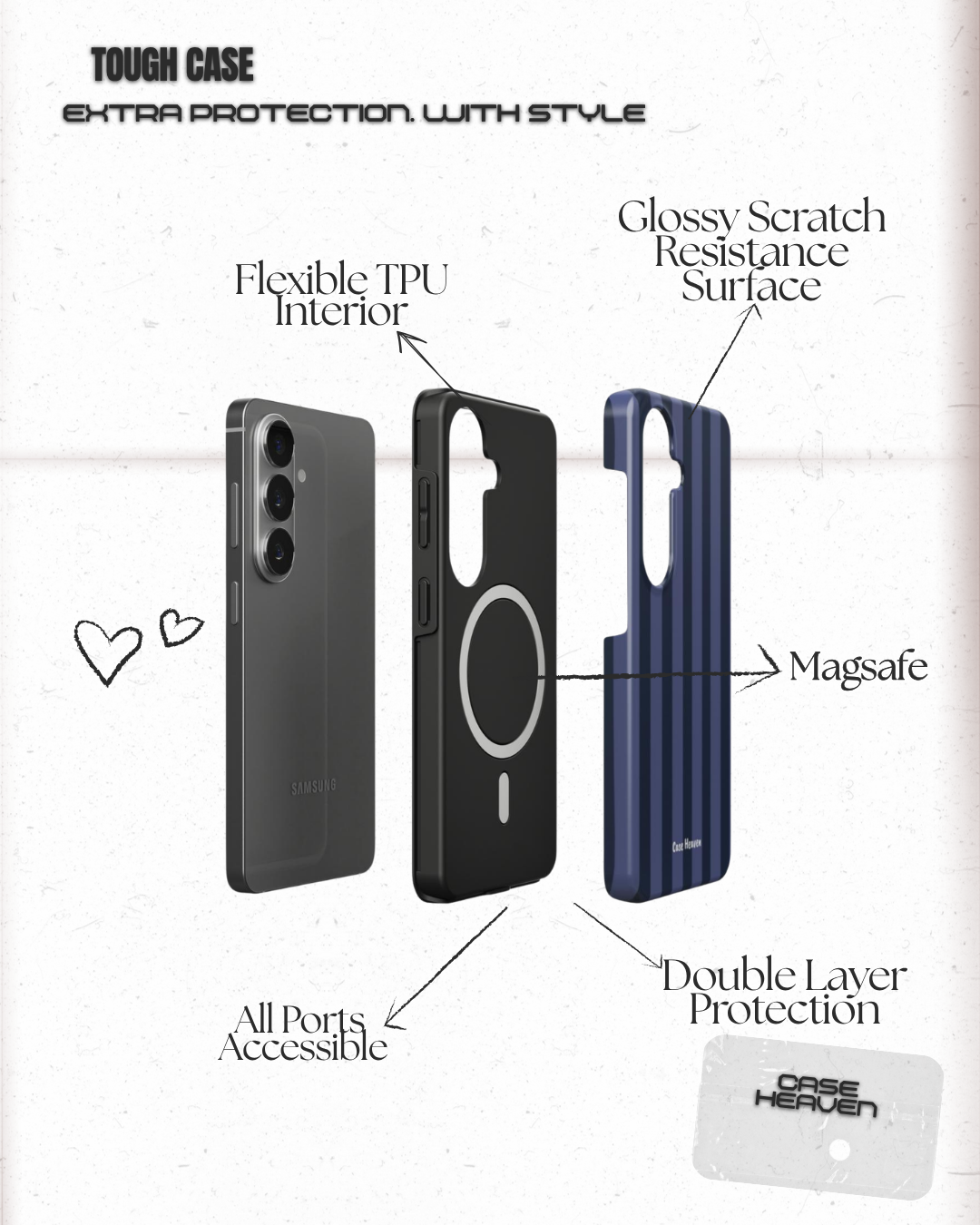 BlueBerry Stripes | Magnetic Tough Phone Case
