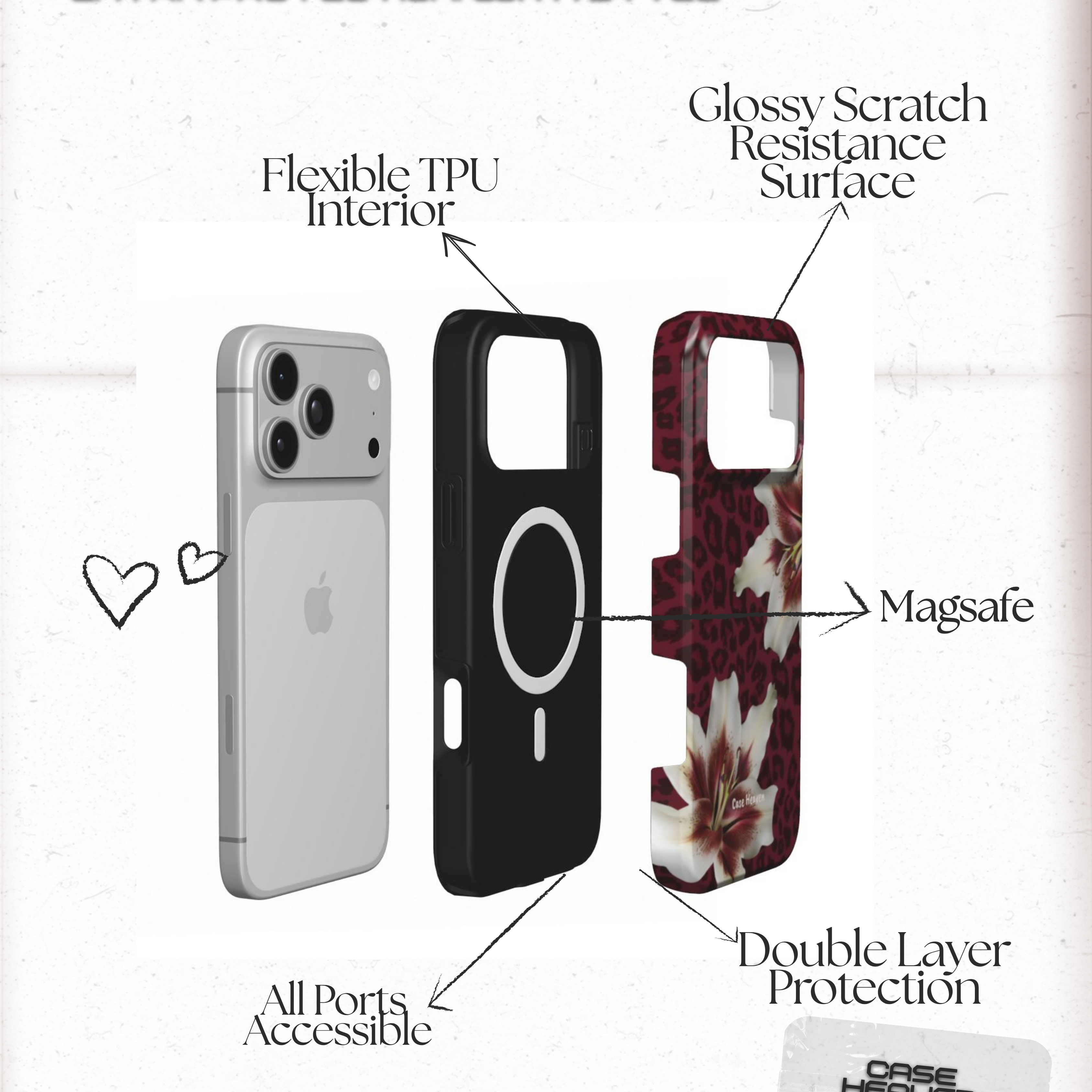 Burgundy Leopard Lily | MagSafe Tough Phone Case