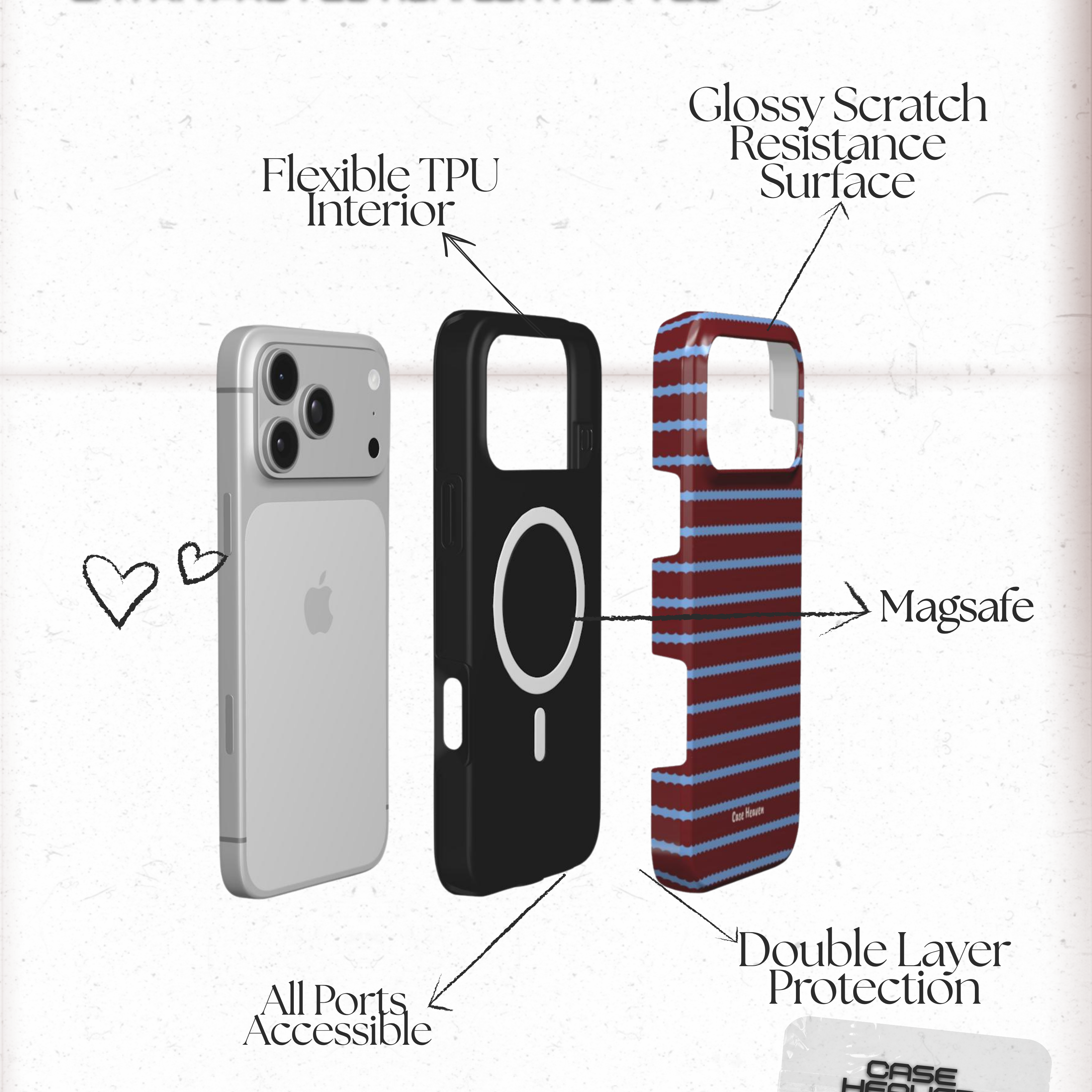 Cherry Stripe | MagSafe Tough Phone Case