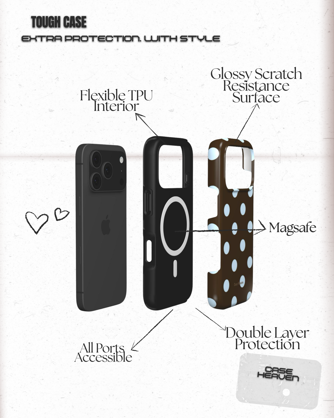 Minty Polka Dots | MagSafe Tough Phone Case