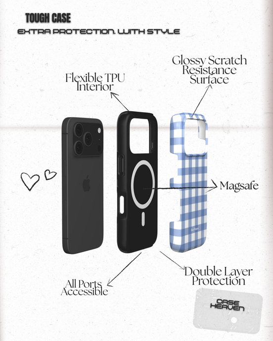Powder Blue Gingham | MagSafe Tough Phone Case