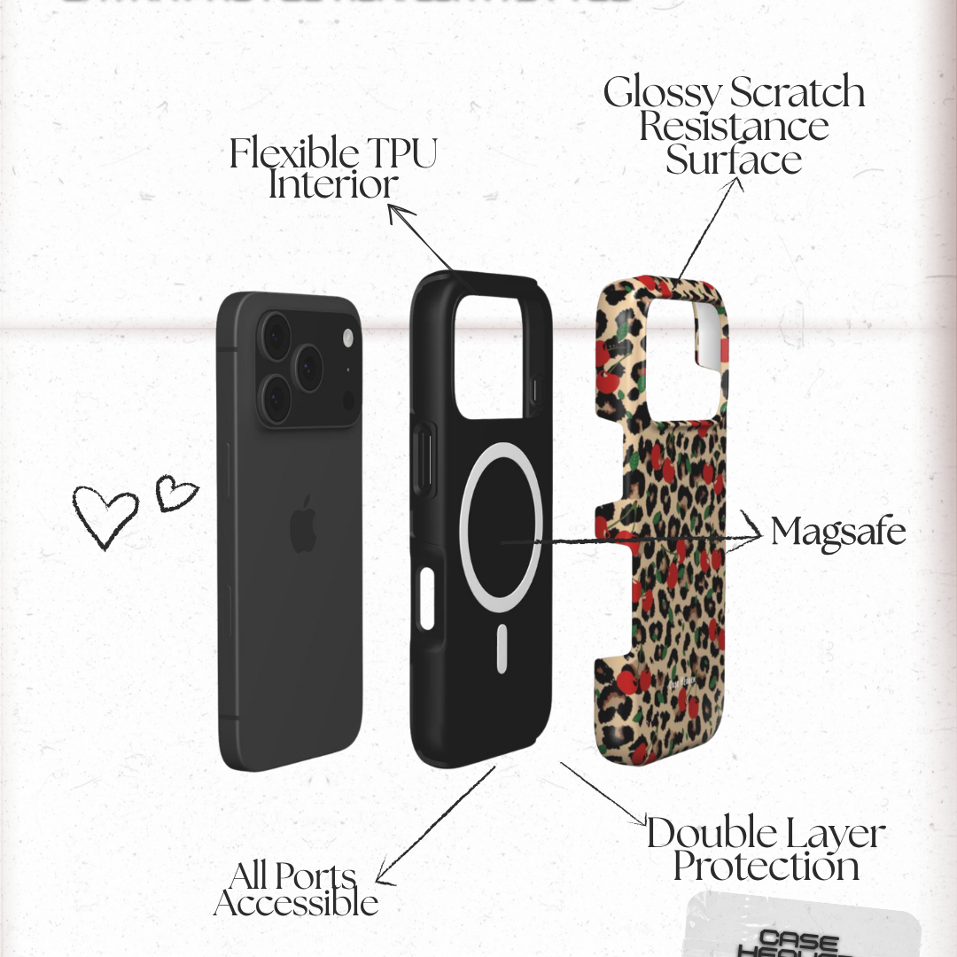 Cherry Cheetah Print | MagSafe Tough Phone Case