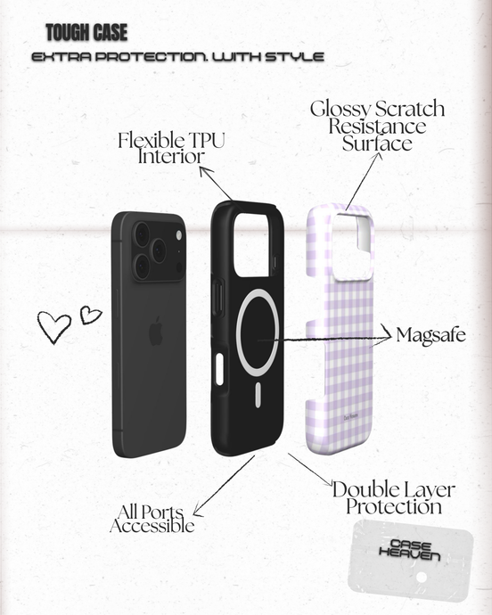 Lilac Gingham | MagSafe Tough Phone Case