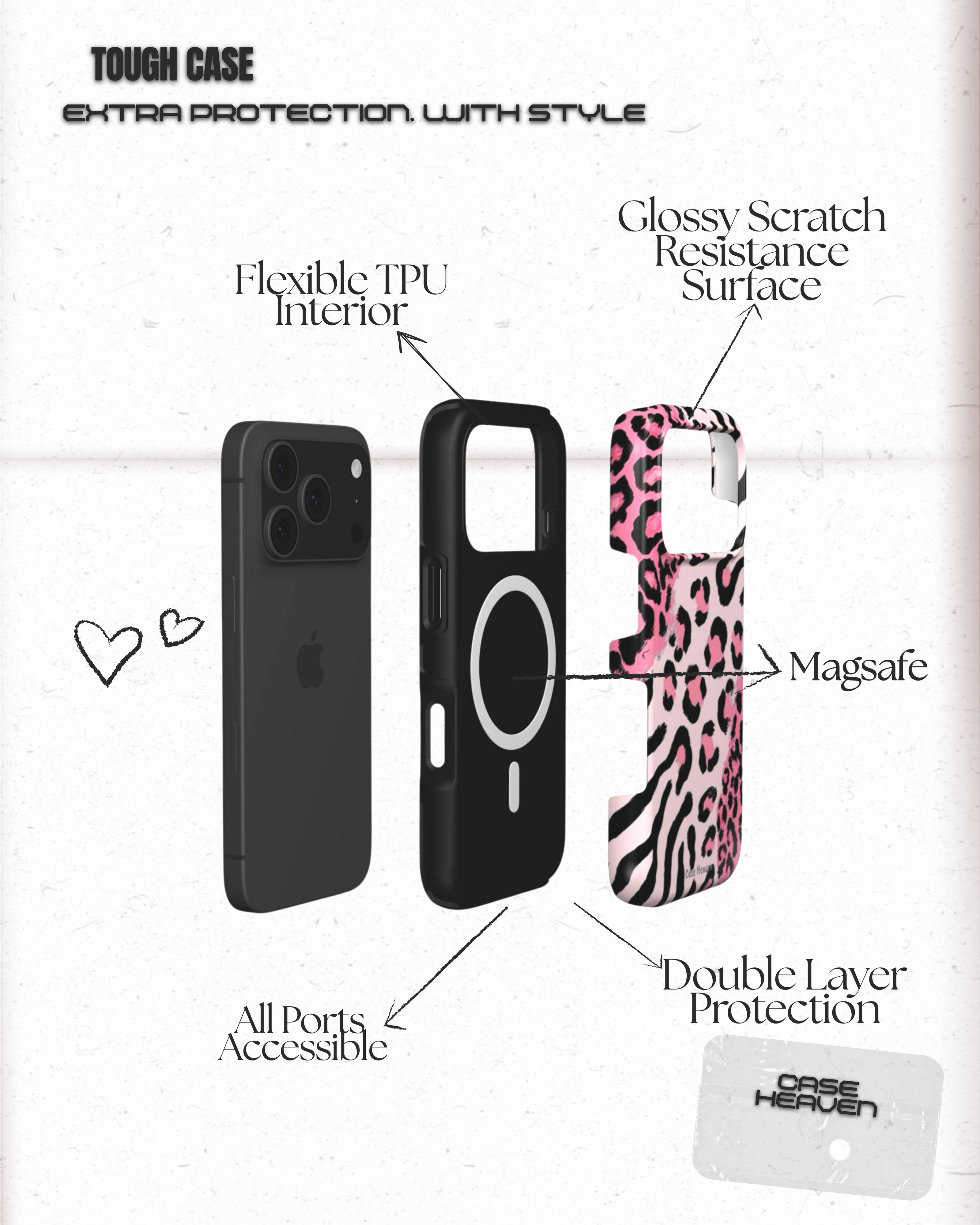 Pink Edgy Animal Print | MagSafe Tough Phone Case