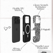 Shimmering Zebra Print | MagSafe Tough Phone Case