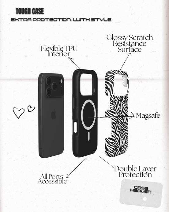 Shimmering Zebra Print | MagSafe Tough Phone Case